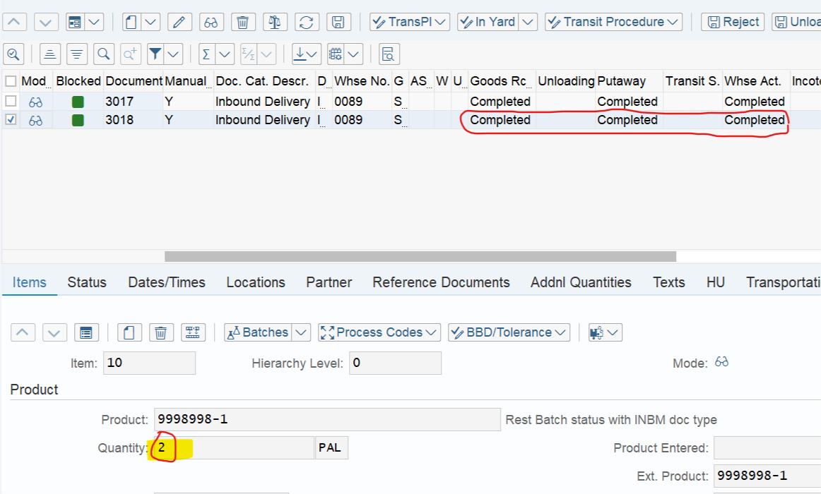 Receipt & Reversal of Handling Units from Production with Restricted ...