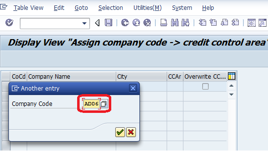 Assign Company Code to Credit Control Area in SAP