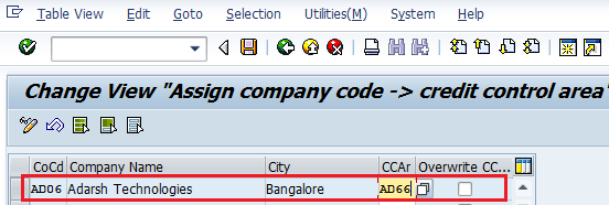 Assign Company Code to Credit Control Area in SAP