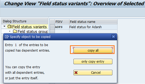 Define Field Status Variant in SAP