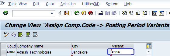 Assign Posting Period Variant to Company Code