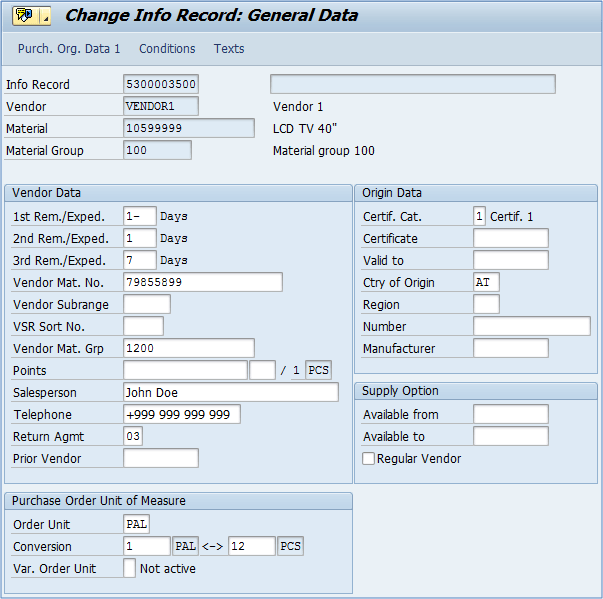 How to Change a Purchase Info Record