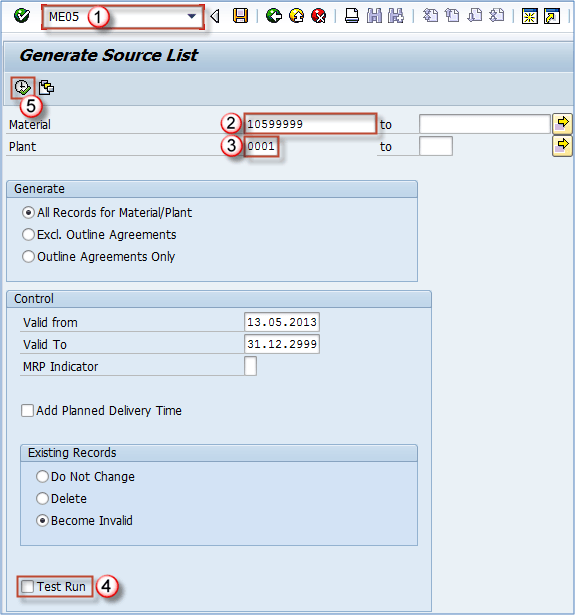 create source list in sap tcode