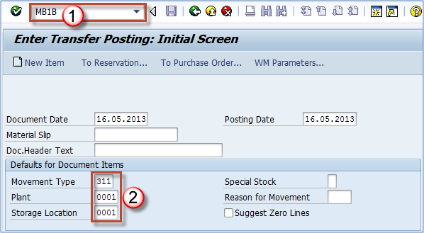 Transfer Posting Of Goods