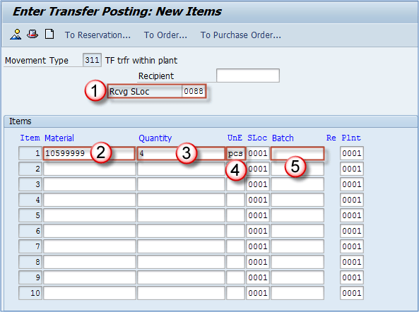 Transfer Posting Of Goods