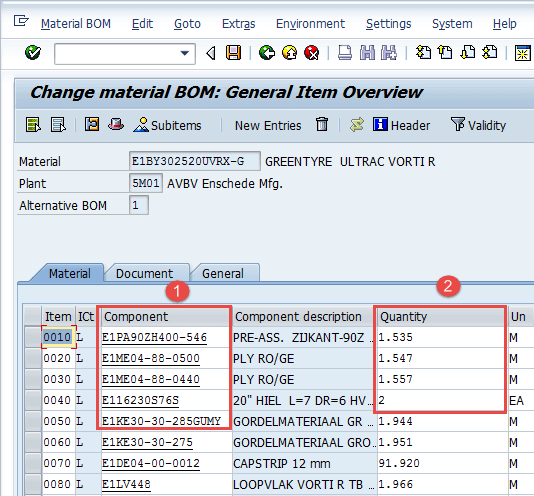 Bill of Material (BOM) in SAP PP