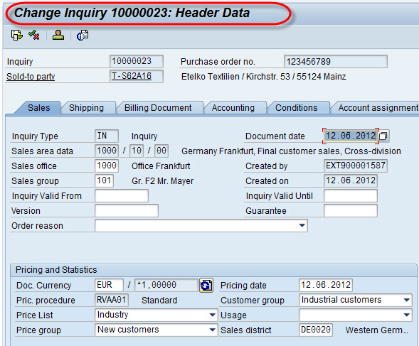All about Sales Document (header / item / schedule )