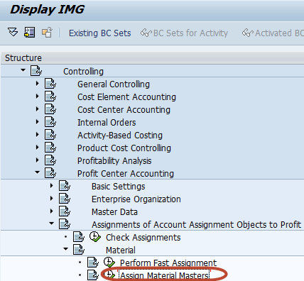 How to assign materials to profit center in SAP
