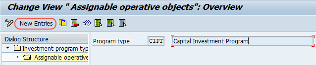 Assign Investment program types to Operative objects