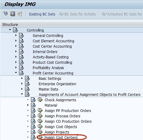 How to assign Cost Centers to Profit Center
