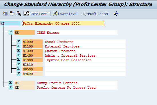 Creation Of Profit Center using Standard Hierarchy