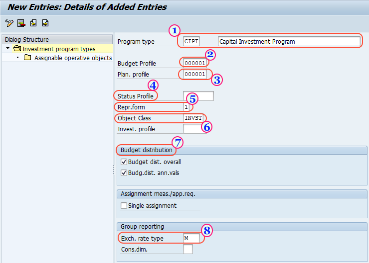Create Investment Program Types in SAP