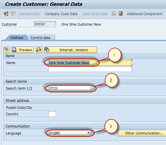 How to Create One time Customer Master