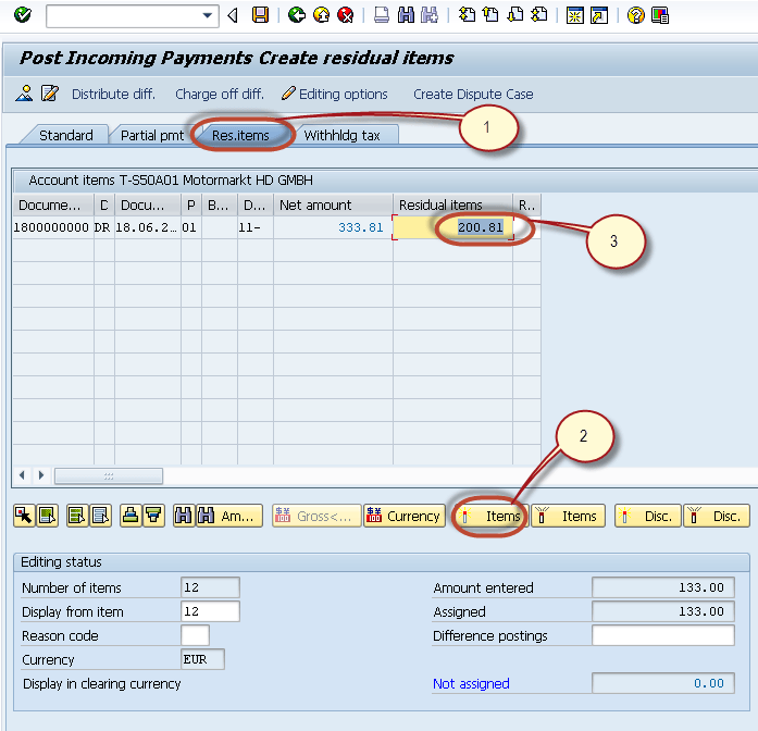 How to post Incoming Partial Payments By Residual Method