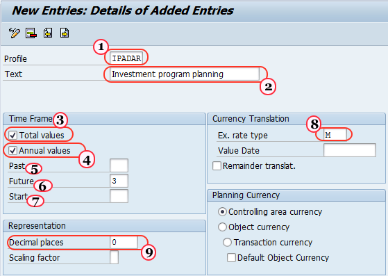 Define Investment management plan profiles in SAP
