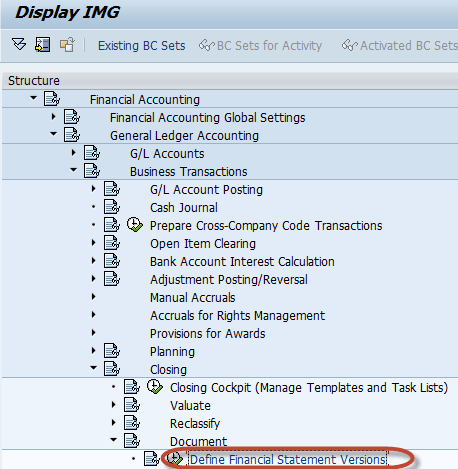 How to create Financial Statement Version (FSV)