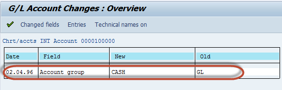 How to Display Changes in G/L Account Master