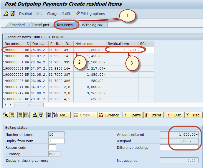 How to Post Outgoing Partial Payments By Residual Method
