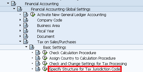Specify Structure for Tax jurisdiction code