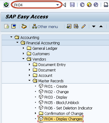 How to Display Changes in Vendor Master