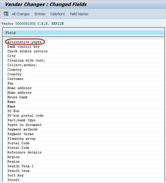How to Display Changes in Vendor Master