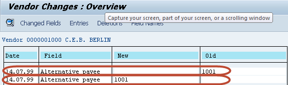 How to Display Changes in Vendor Master