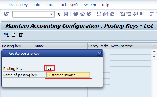 Define Posting Keys in SAP FICO | Account type SAP