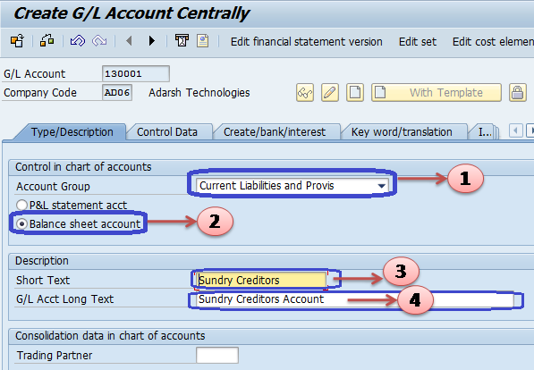 How to Create Sundry Creditors GL Account