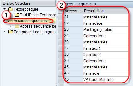 Text determination for sales document header / item