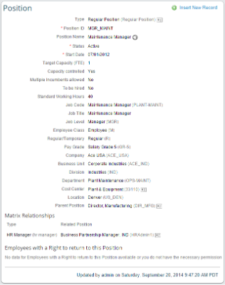 The SuccessFactors Employee Central Position Management feature