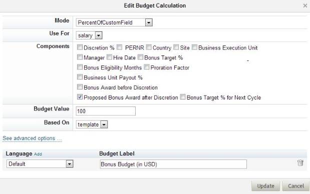 SuccessFactors Salary Budgeting based on the Custom Fields