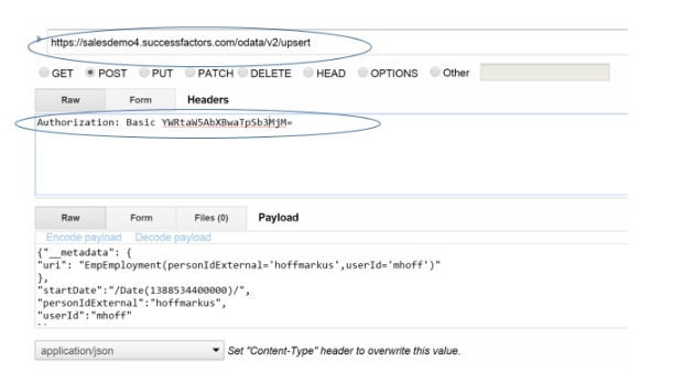 How to create an Employee using OData APIs