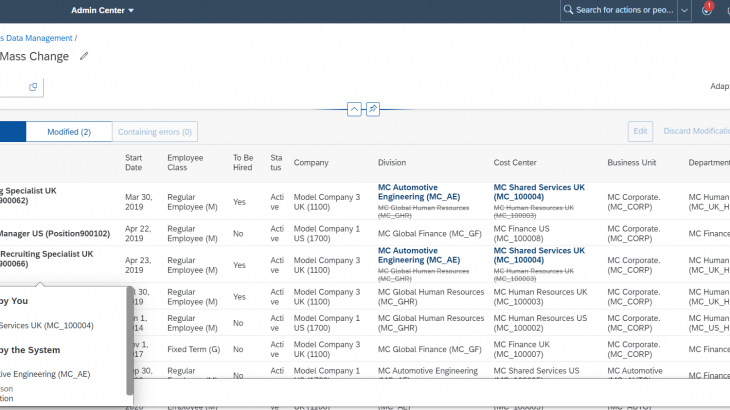 SAP SuccessFactors Employee Central, SAP SuccessFactors HXM Core
