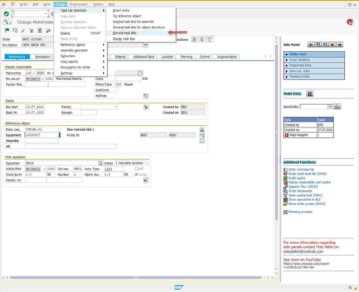 PM/CS: Configurable Task List without using the Equipment Configuration ...