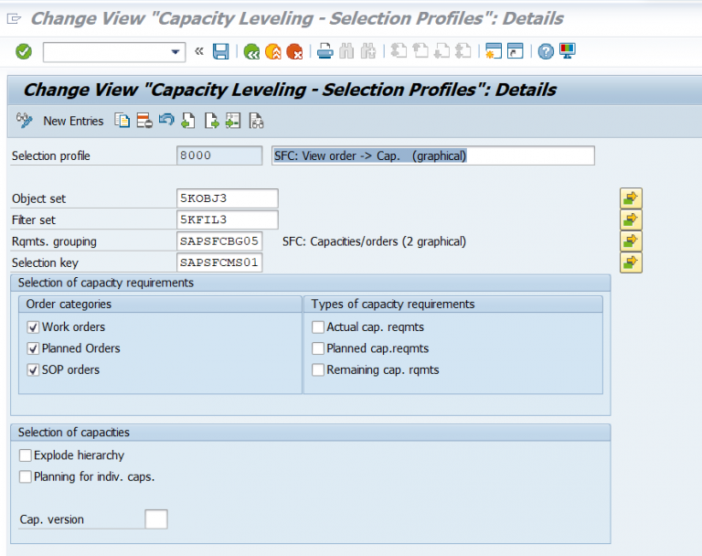 Capacity leveling Overall profiles – Configuration