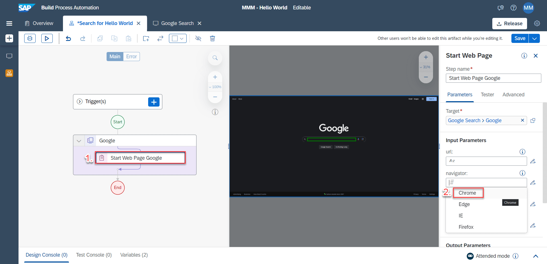 How to create a “Hello World” project in SAP Build Process Automation
