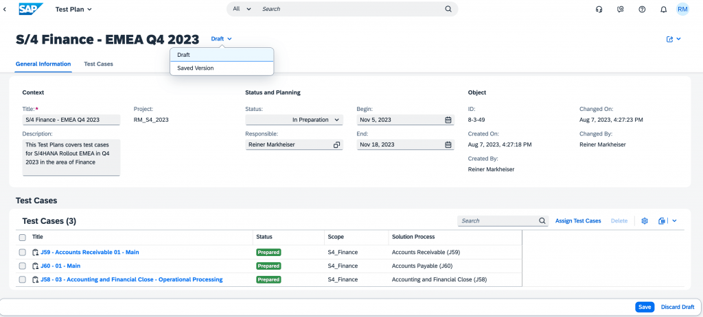 SAP S/4HANA, SAP S/4HANA Cloud, SAP Test Management, SAP Cloud ALM