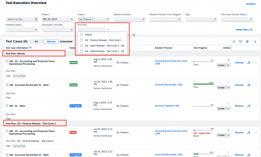 SAP S/4HANA, SAP S/4HANA Cloud, SAP Test Management, SAP Cloud ALM