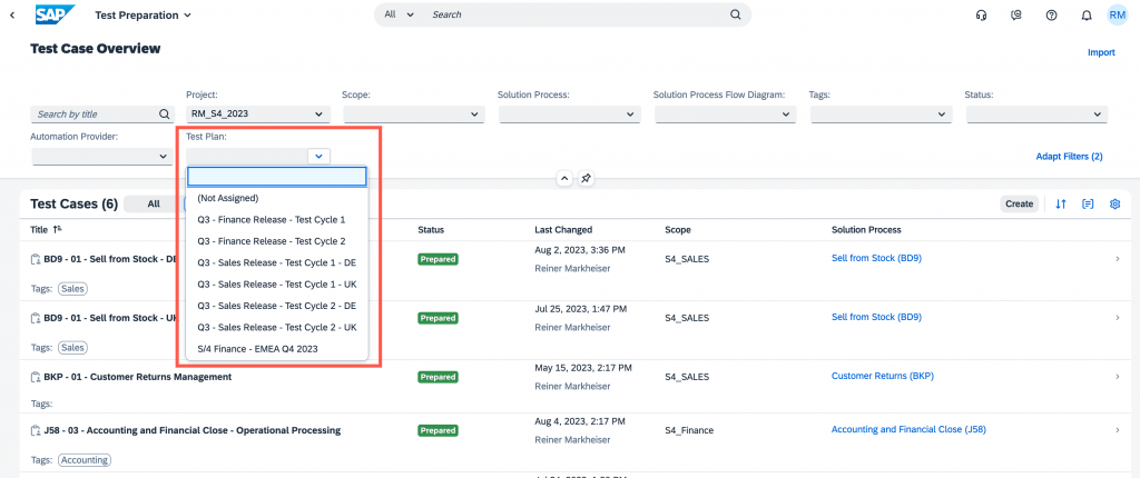 SAP S/4HANA, SAP S/4HANA Cloud, SAP Test Management, SAP Cloud ALM
