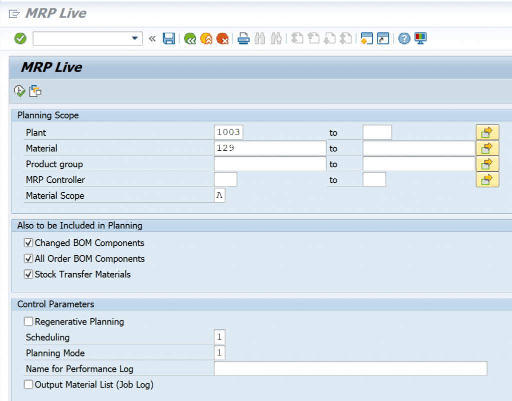 MM (Materials Management), MAN Material Requirements Planning