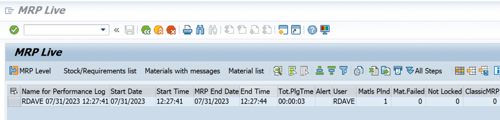 MM (Materials Management), MAN Material Requirements Planning
