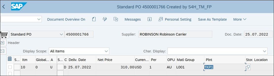 Procuring Company Code in Transportation Management