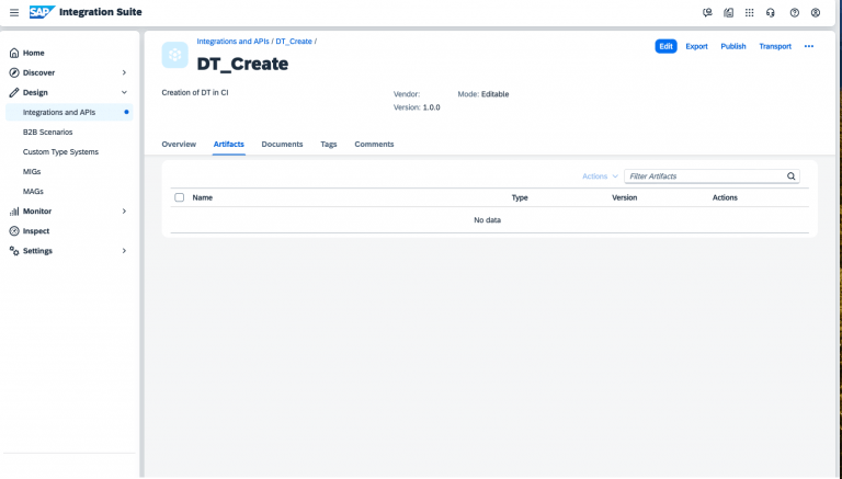 Integration Suite Message Create DataType and Message Type artifact in Cloud Integration ...