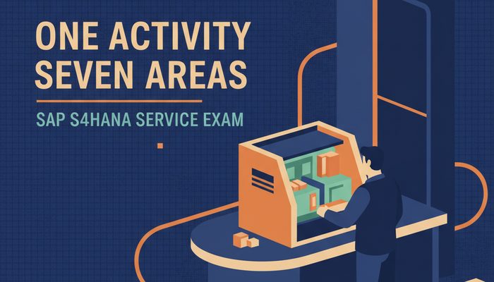 SAP C_TS470 S/4HANA Service certification banner showing a repair bench and a service technician at work